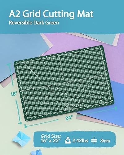 Vista 9 de G+ Alfombrilla de corte reversible autorreparable – A3 de 12 x 18 pulgadas para tela; tabla de cortar de doble cara para coser, manualidades, Rosa