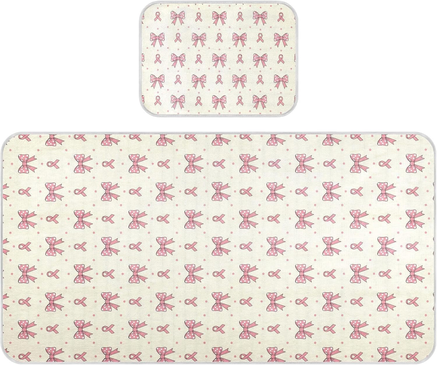 Baby Cooling Mat Bows Polka Dot Ice Silk Breathable Mesh Summer Crib Mattress Pad with Pillowcase, Soft Cooling Sleeping Surface for Infant & Toddler, 52"x28"