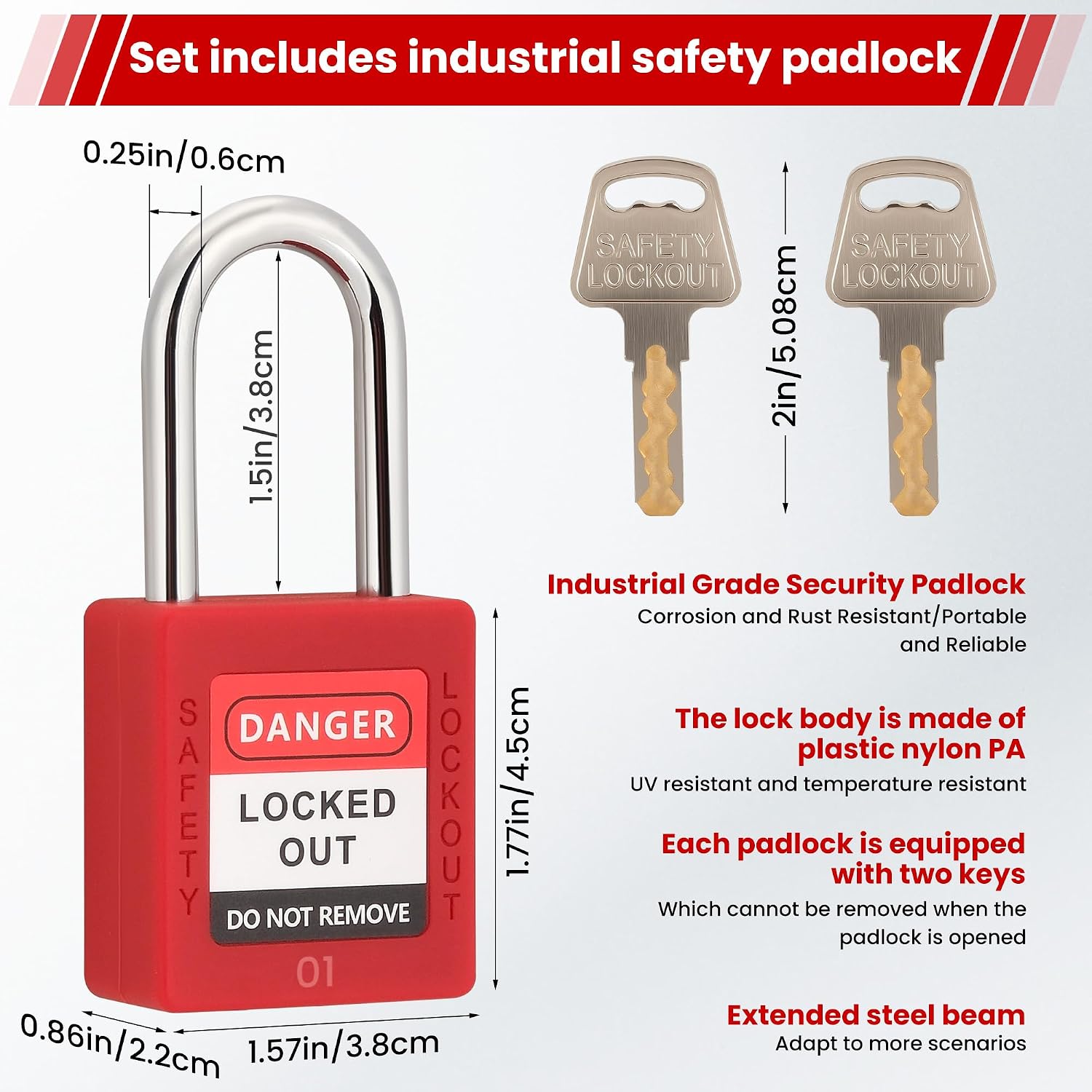 Gate Valve Lockout with Safety Padlock, Hose Bib Lock for Water Spigot/Outdoor Water Faucet/Propane Tank, Suited for 1 to 2-1/2 in Dia Valve Handles,OSHA Compliant(2 Pack)
