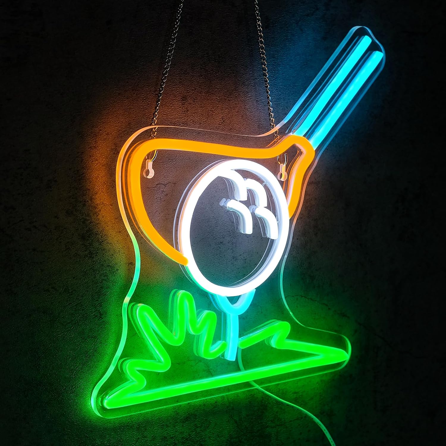 Golf Neon Sign for Wall Decor Dimmable Led Lights Signs Golfing LED Signs for Golf Clubs Green White Yellow Neon Light Room Decor for Gym Sports Room Man Cave USB Powered