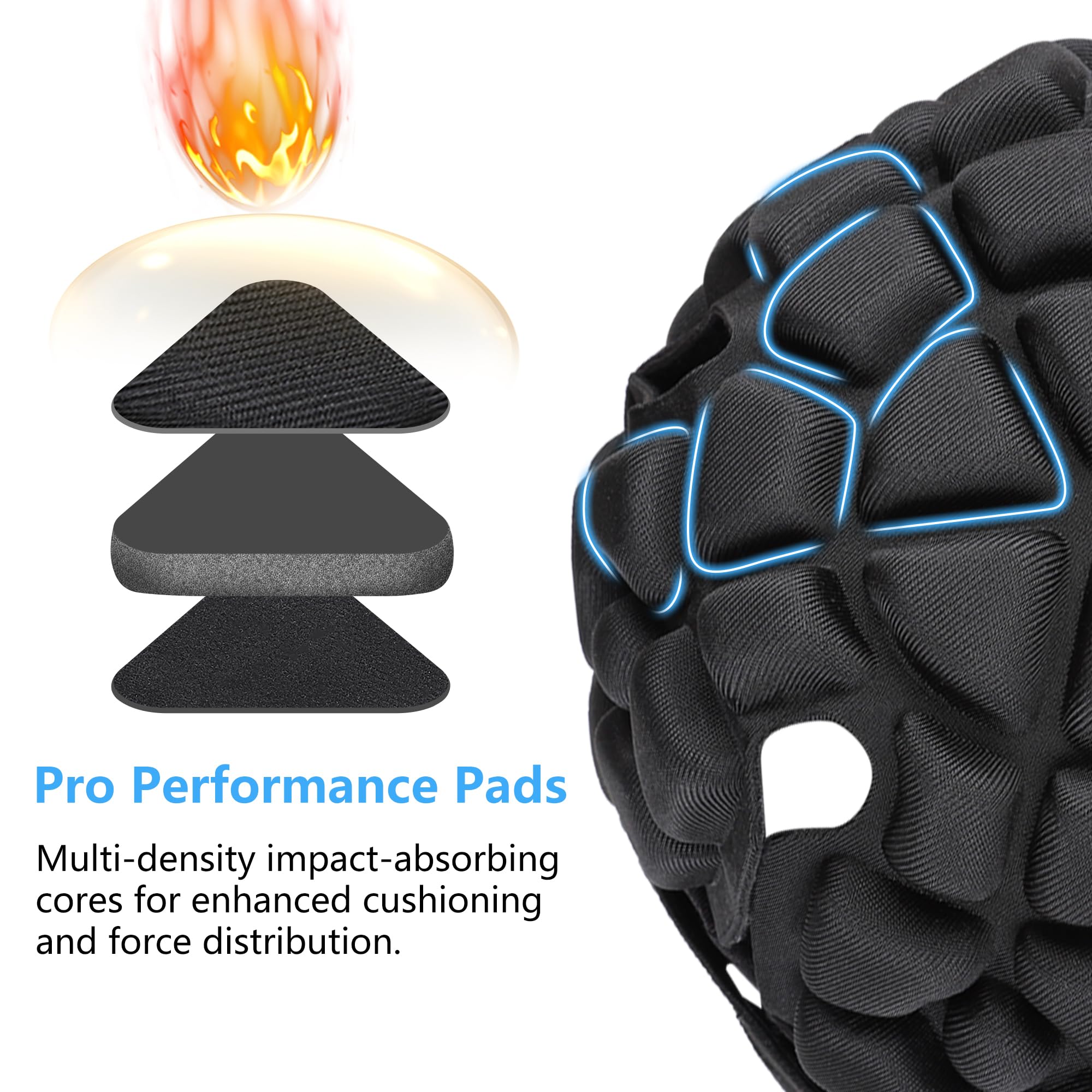 HAIYUE Soft Shell Flag Football Helmet for Youth Kids Adults, 7v7 Rugby Scrum Cap with Adjustable Breathable EVA Foam Padded Head Protector