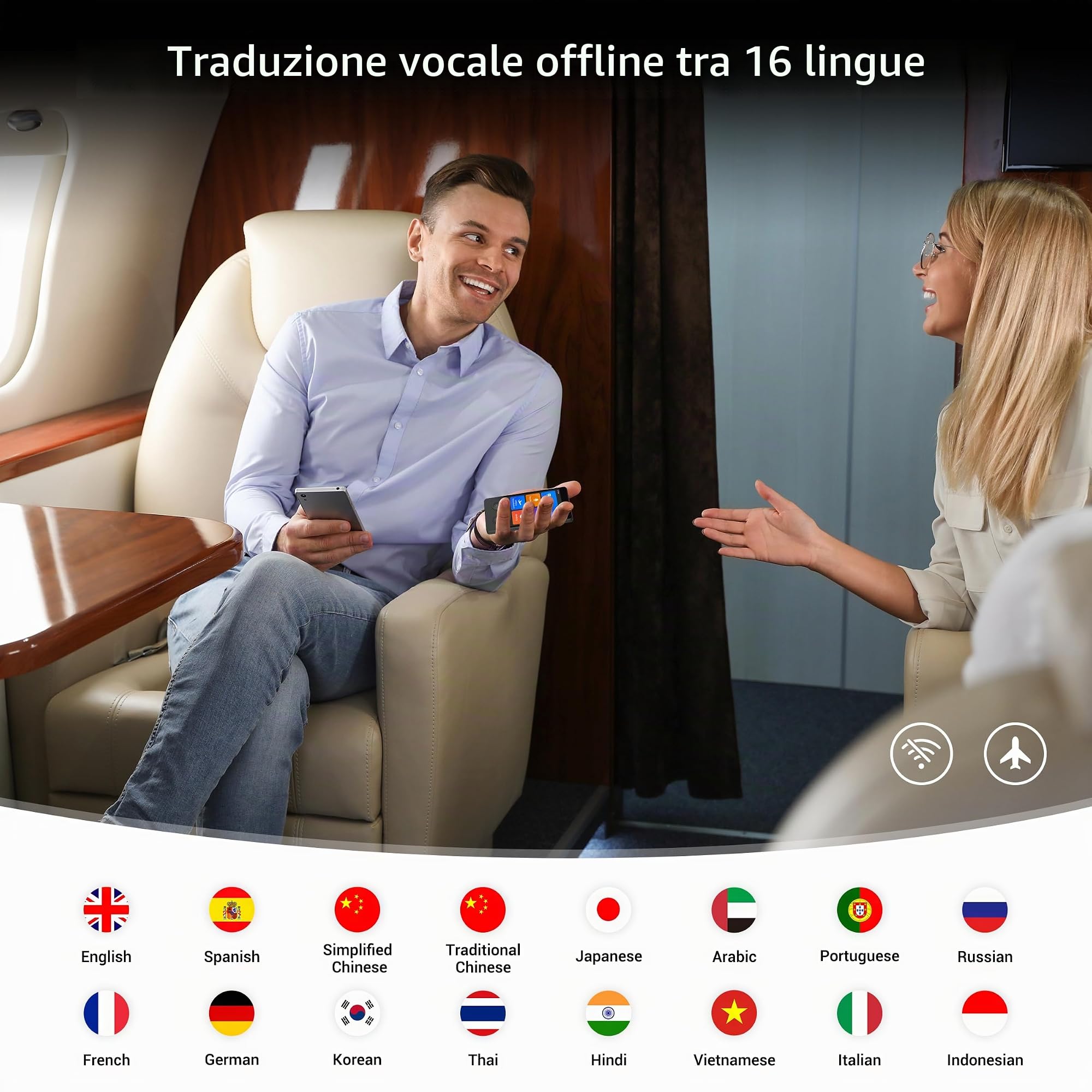 ANFIER Traduttore linguistico Nessun WiFi necessario 2024 Traduzione vocale Aggiornato Traduttore offline in 16 lingue online per 144 lingue 97% Alta precisione per viaggi d'affari
