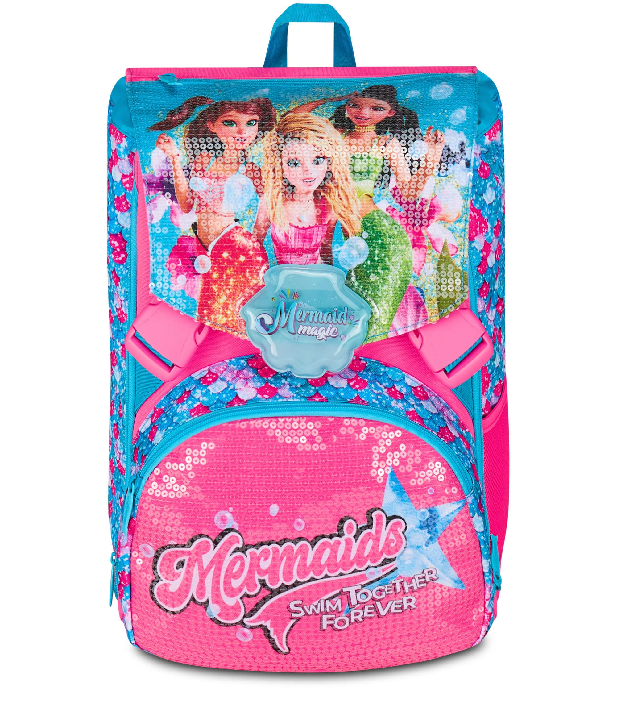 Seven Mermaid Magic Zaino Doppio Scomparto Estensibile, Celeste, Maxi Capienza, Schienale Preformato, Bambina, Scuola Elementare
