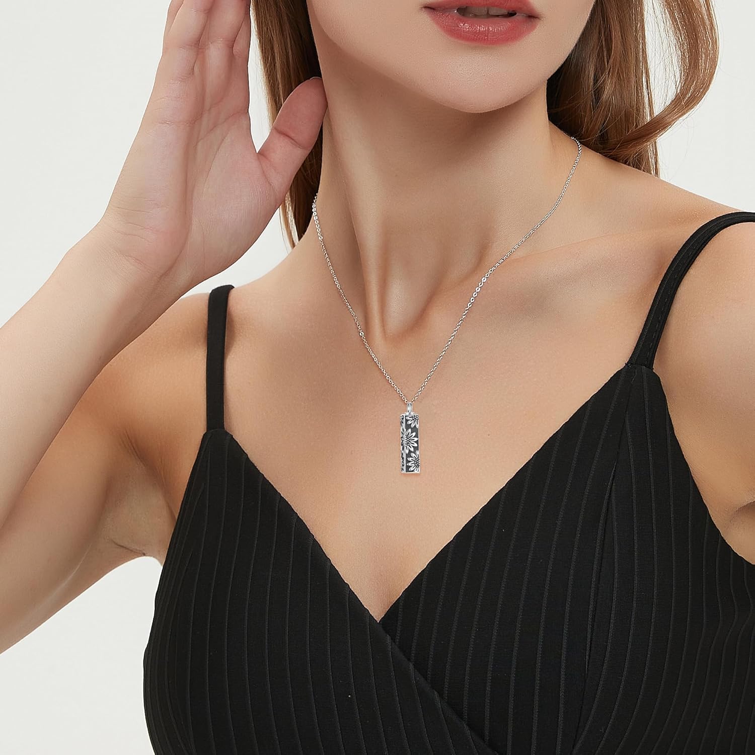 VERECICLYS925 Sterling Silver Ashes Cremation Pendant Necklace Urn for Ashes Sterling Silver Jewelry for Women V6 - Image 4