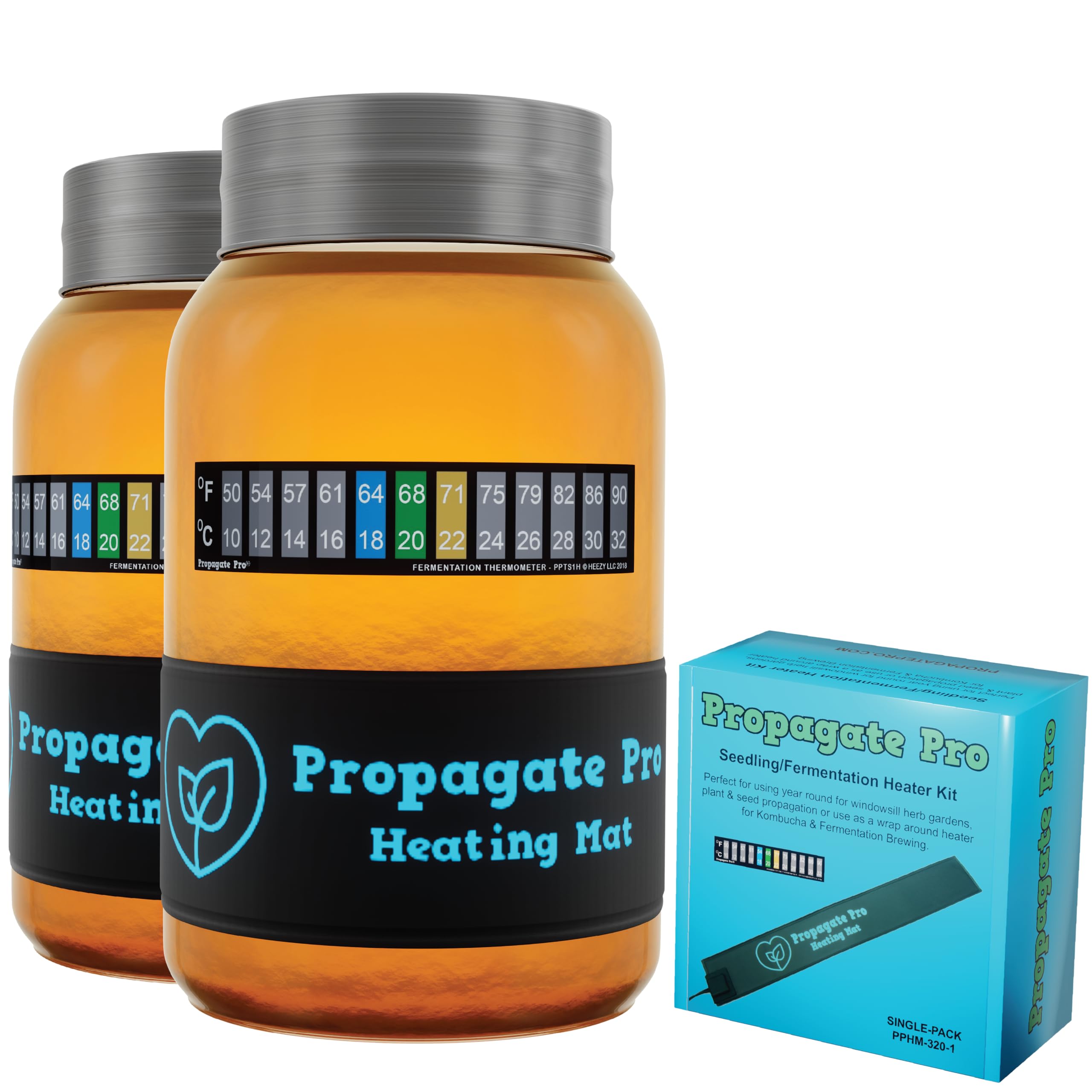 Wrap Around Kombucha Heater Belt | Propagate Pro Brewing and Fermentation Heat Mat Warmer | Keeps Your SCOBY Happy and Productive with Stickon Thermometer