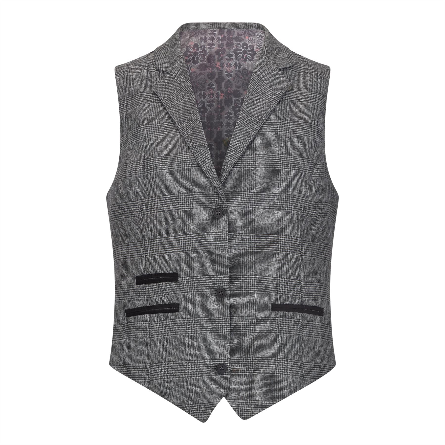 TruClothing.com Damen Anzug 3 Teilig Grau Karo Tailored Fit Business Formal