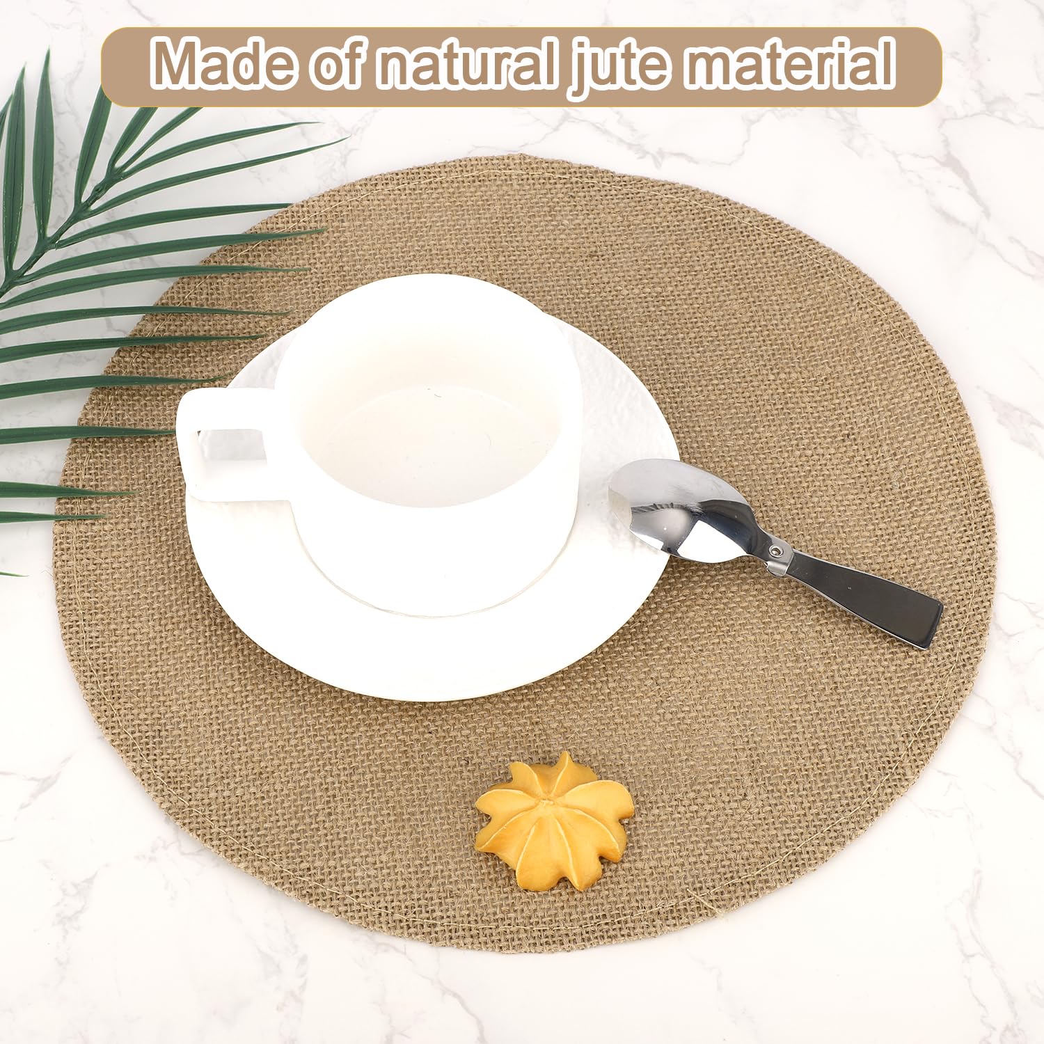 50uds Mantelitos Individuales Redondos Arpillera, 30cm Mantelitos Reutilizables Yute Marrón Resistentes Calor Decoración Rústica para Bodas Fiestas Cenas Estilo Granja