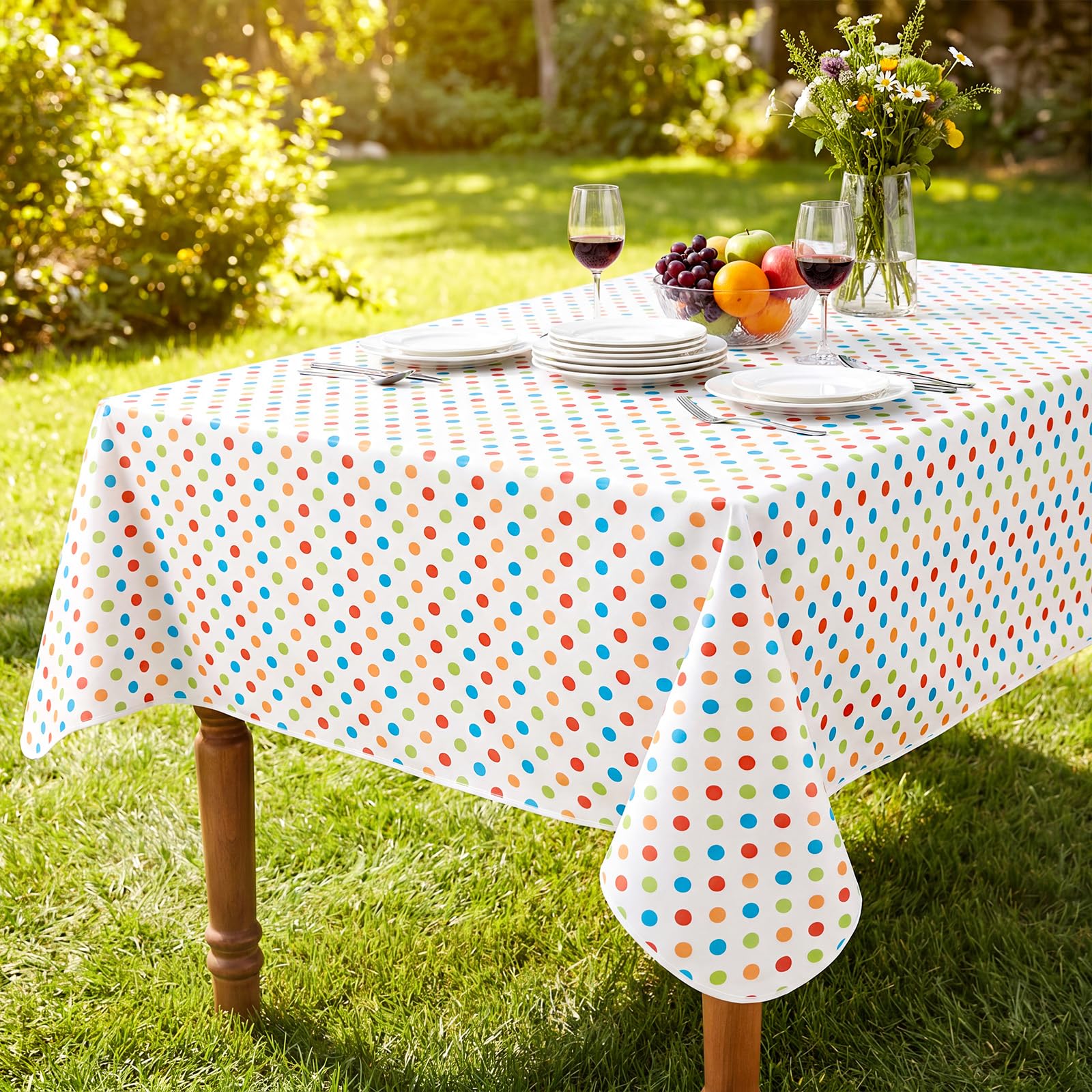 Romanstile Wachstuchtischdecke ECKIG Polka Dot und Karomuster