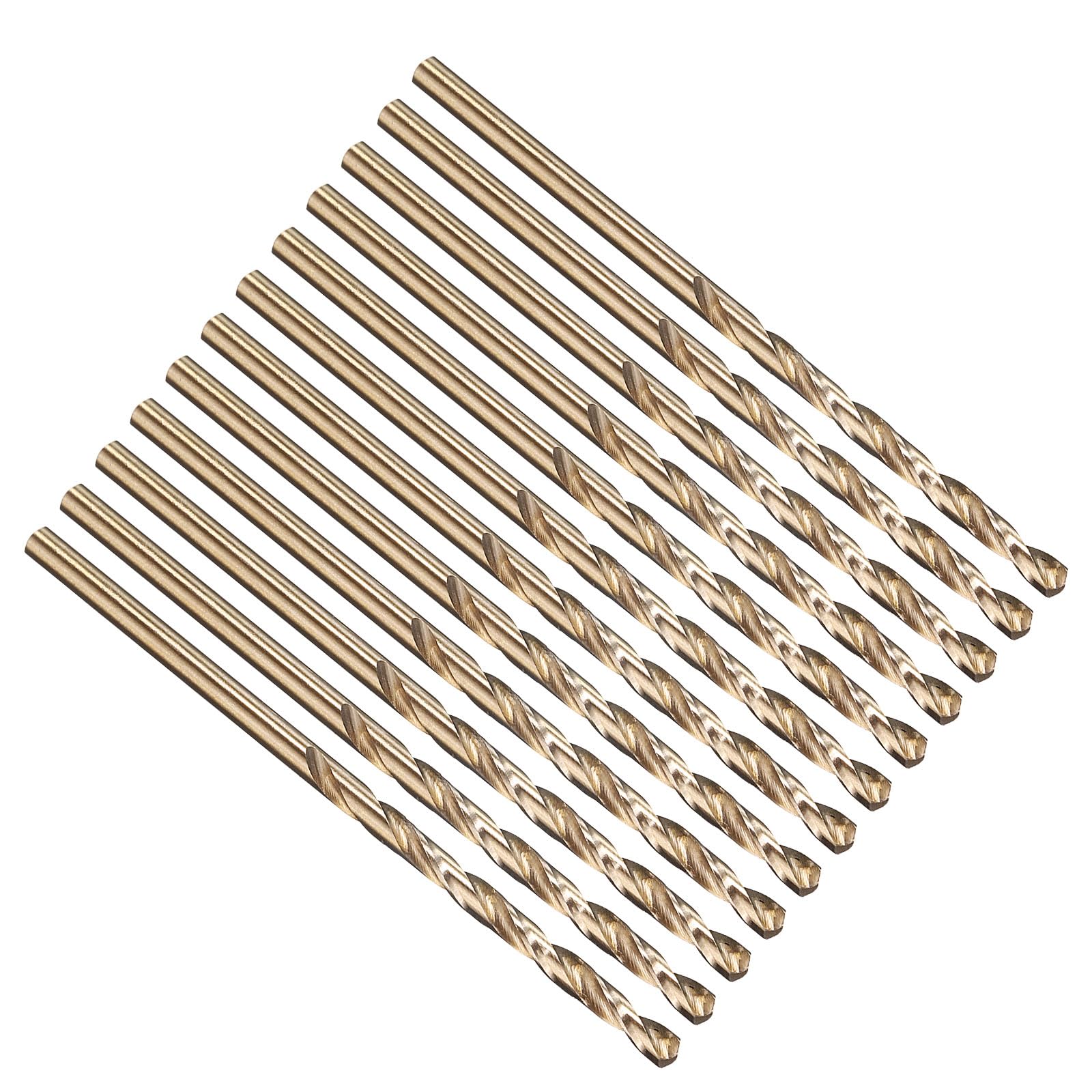 PATIKIL #45 Drill Bit, Jobber Straight Shank M2 High-Speed Steel 135° Gold Finish for Stainless Steel Hard Metal - 12 Pack