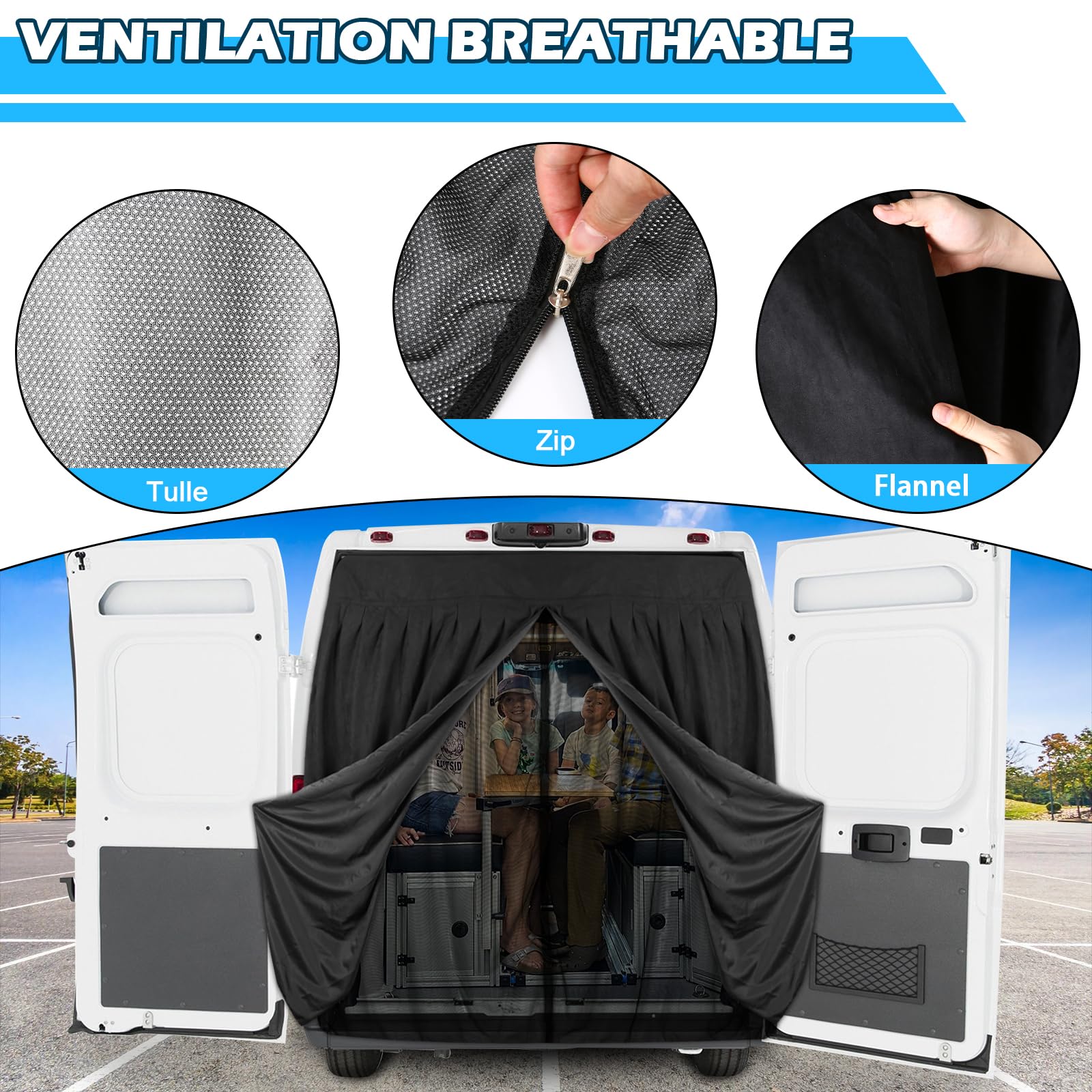 ZWPARTS Magnetischer Van Insektenschutz Maßgeschneidert für 2006-2024 FIAT Ducato/Peugeot Boxer/Citroen Relay X250/X290 H2/H3 and L2 L3 L4, Zweischichtig Auto Insektennetz Moskitonetze für Heckklappe