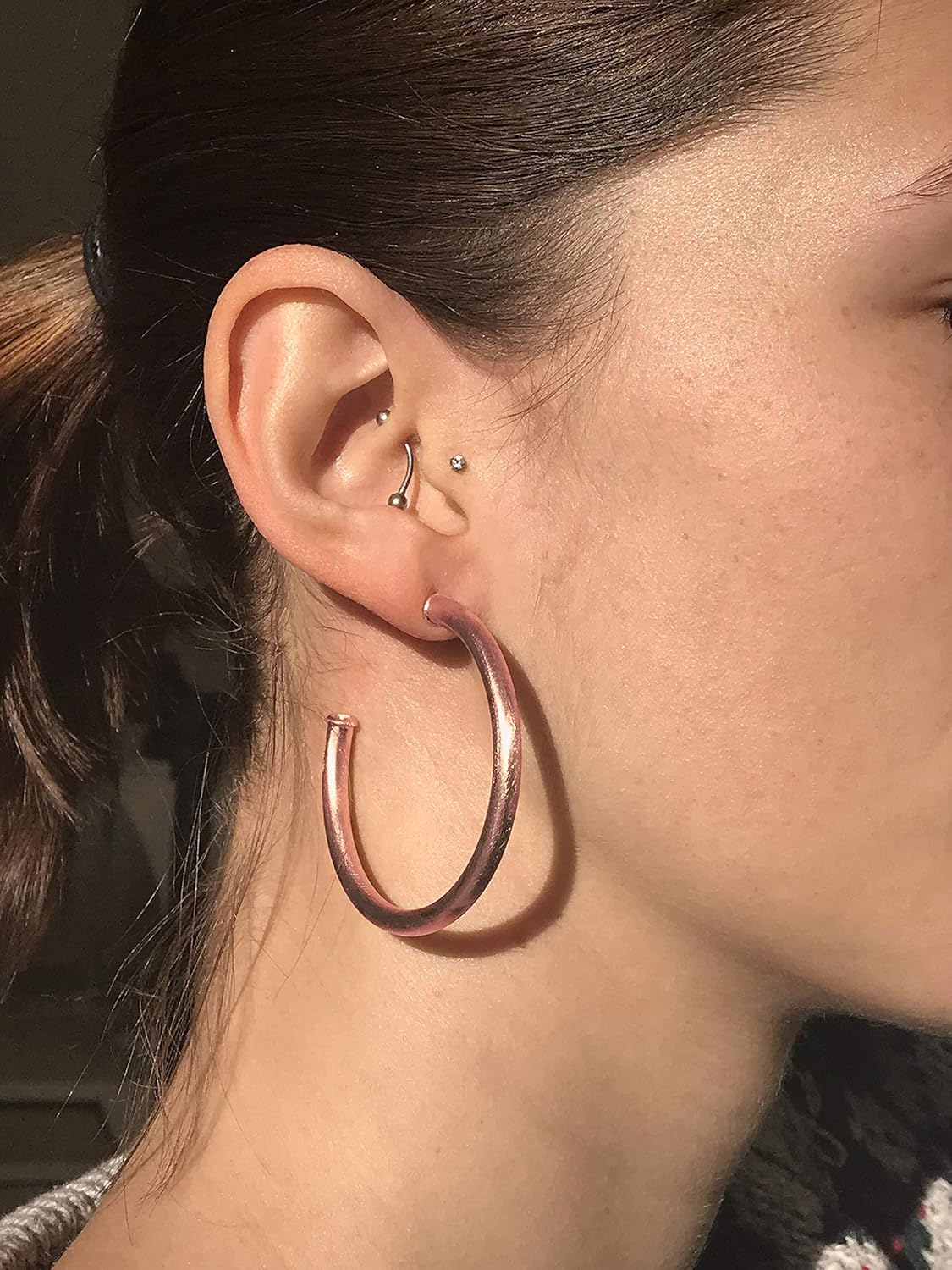 Sheila Fajl Small Everybody's Favorite 2 Inch Tubular Lightweight Hoop Earrings in Brushed 18k Rose Gold Plated