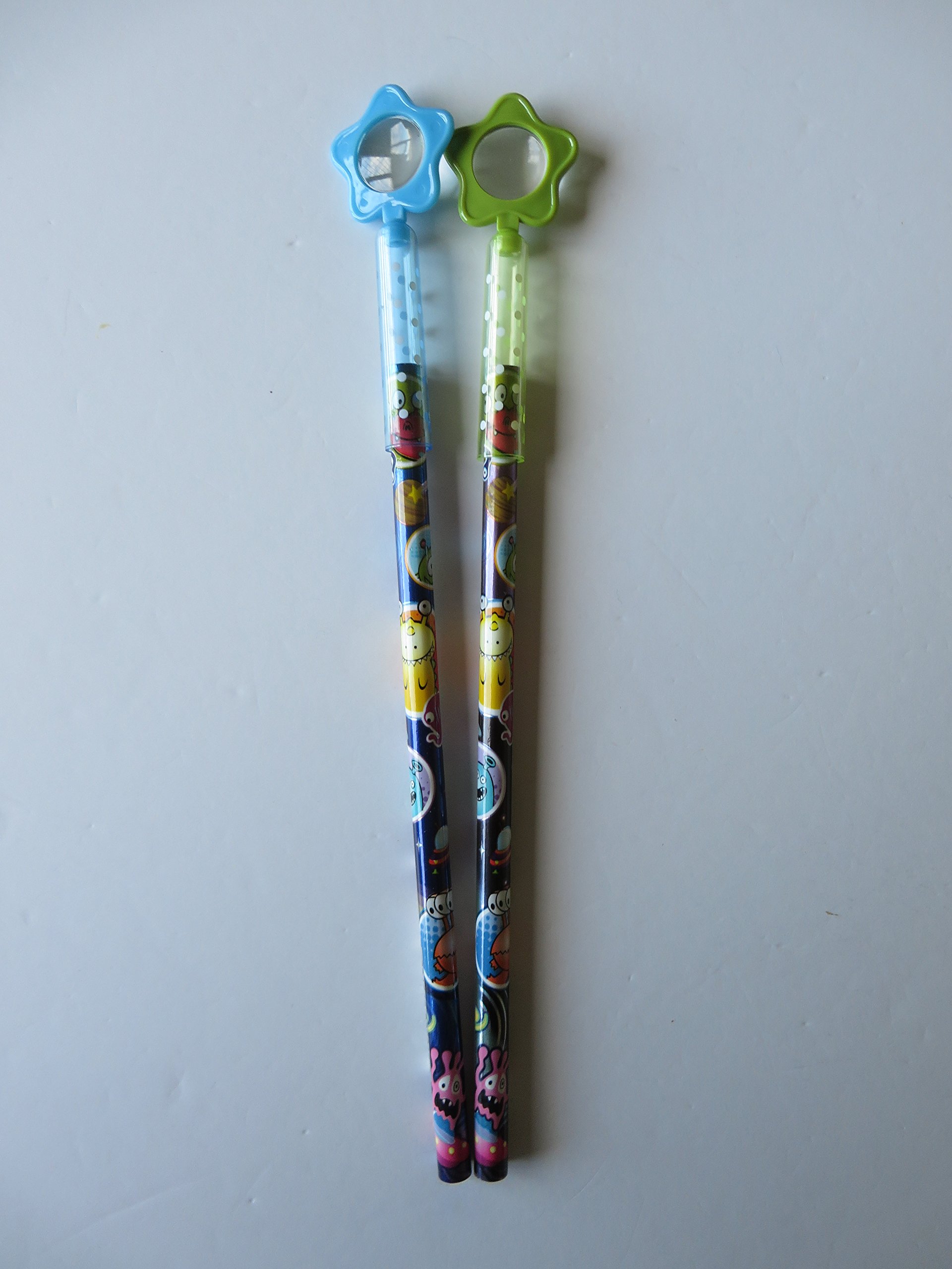 ALIEN DESIGN PENCILS WITH MAGNIFYING STAR PACK OF 2