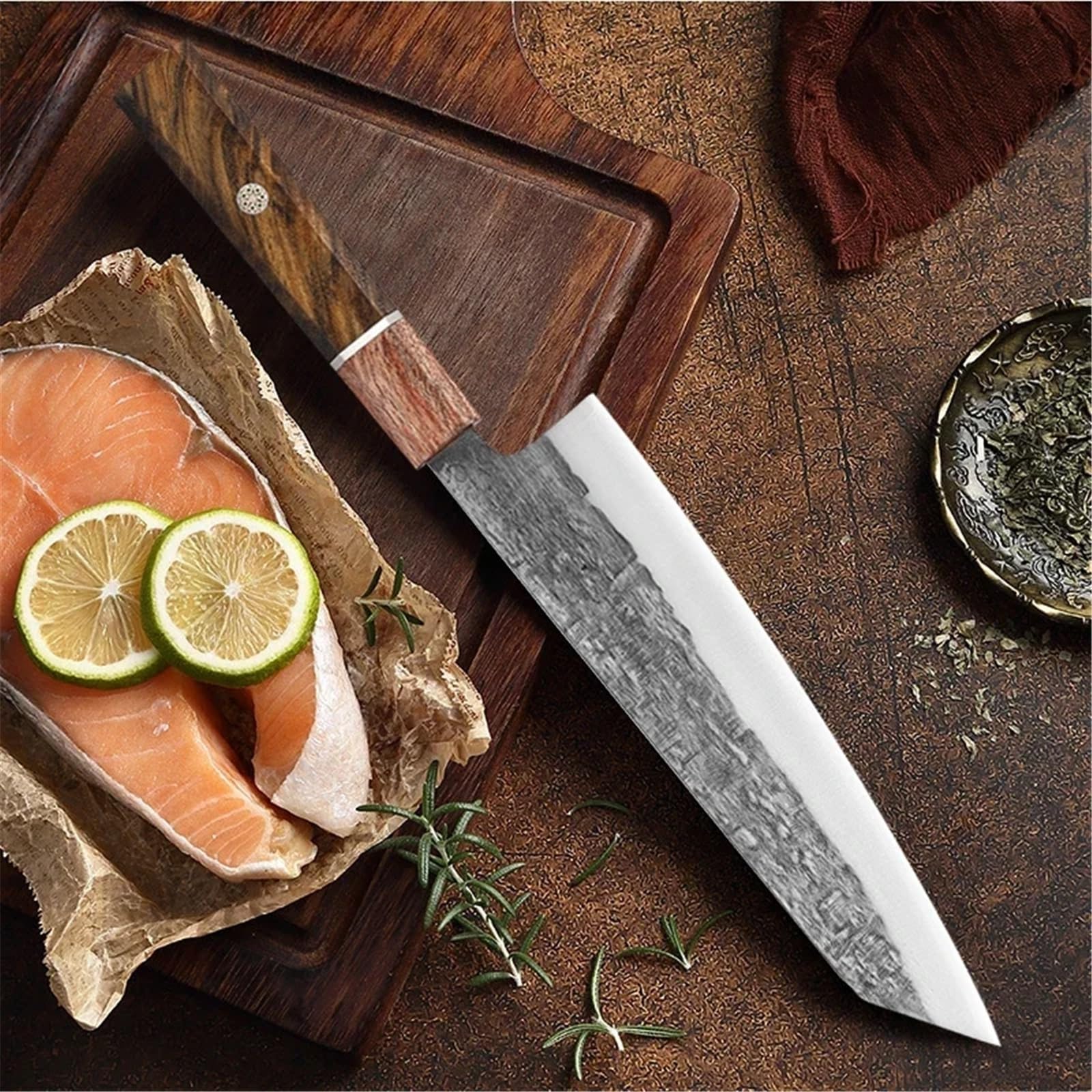 Coltello da cucina Coltelli giapponesi Santoku Coltello da cuoco forgiato Coltello da sushi for sbucciare il salmone Coltello da cucina for filetti di pesce Yanagiba(4pcs)