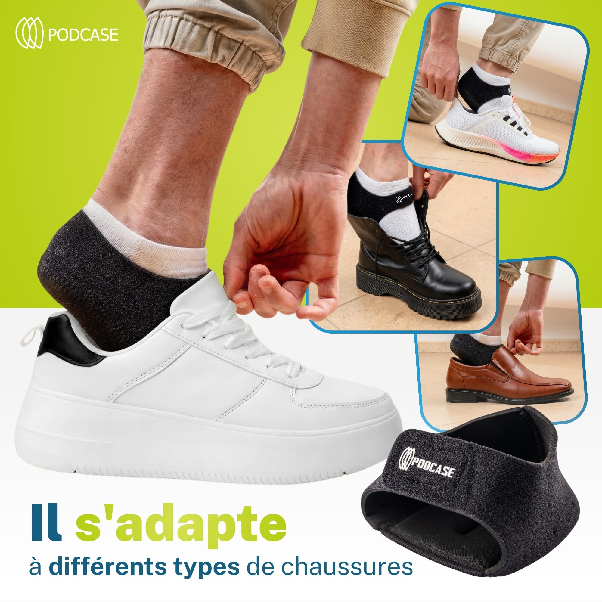 Lot de 4 Talonnettes Silicone avec Tissu Respirant et Fermeture pour Fasciite Plantaire et Épine Calcanéenne - Semelles Gel Homme et Femme - Unisex (S (35-40))