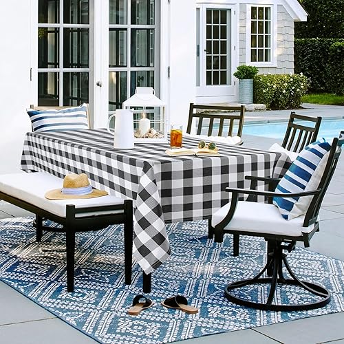 Miniatura 2 de Hiasan Mantel rectangular a cuadros, 30 x 60 pulgadas, mantel impermeable y resistente a las arrugas, para picnic, cena y fiesta, tela de poliéster
