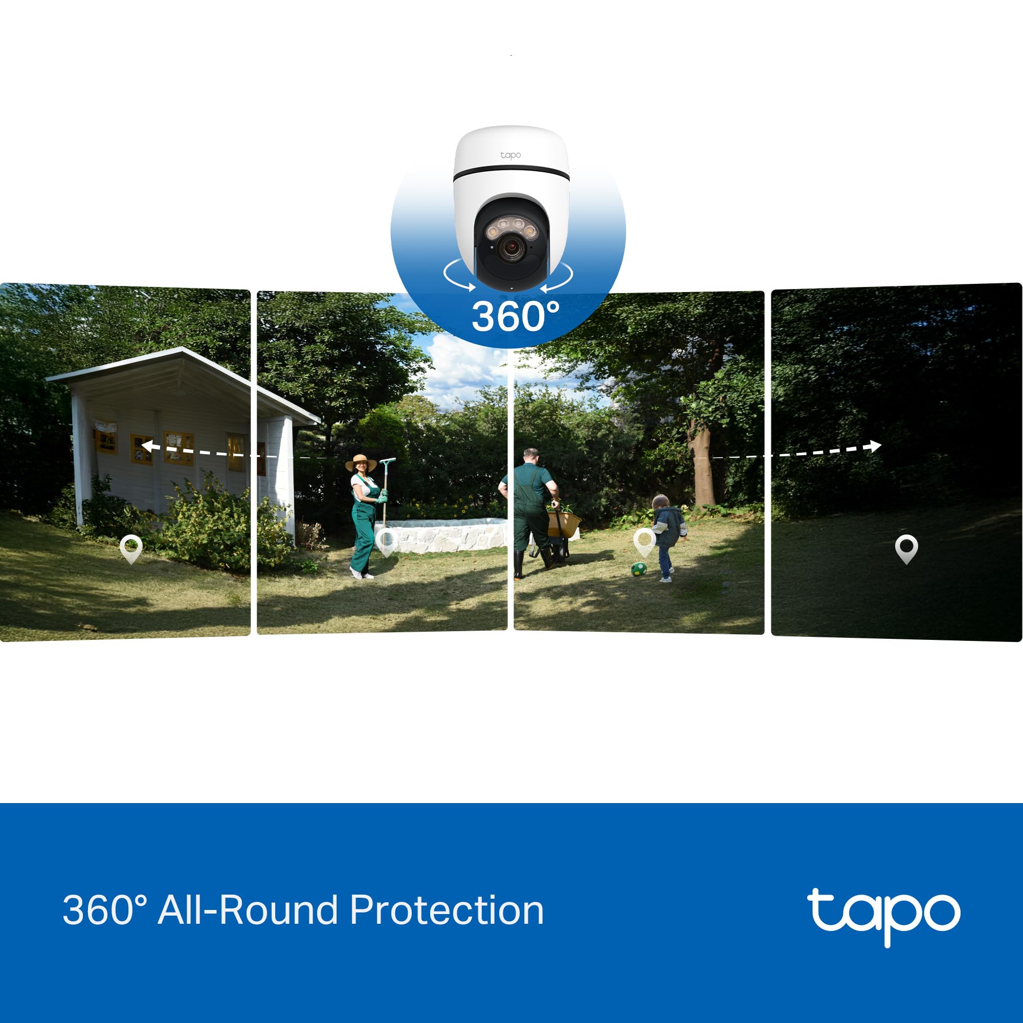 Tapo C630 Kit - Cámara vigilancia WiFi Exterior 360°, 3K, Solar | Detección de Movimiento. Con Panel Solar. Visión Nocturna. Alarma Luz y Sonido. App Tapo.