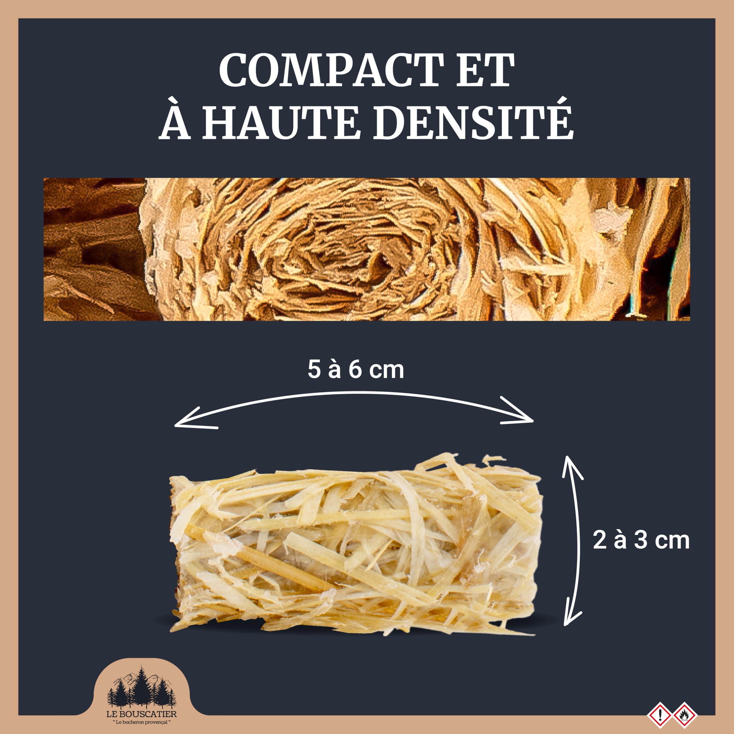 Le Bouscatier kit d'allumage Complet Petit Bois, buche et Allume feu pour cheminée poêle Four Pizza cuisinières Barbecue Charbon et brasero. 8 kg Sec hêtre chêne Boite Allumette Offerte