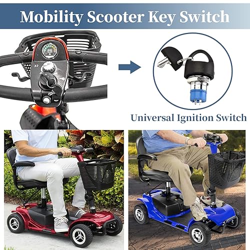 Miniatura 3 de Interruptor de encendido con llave, repuesto para scooter de movilidad, interruptor de encendido y apagado con 2 llaves para orgullo