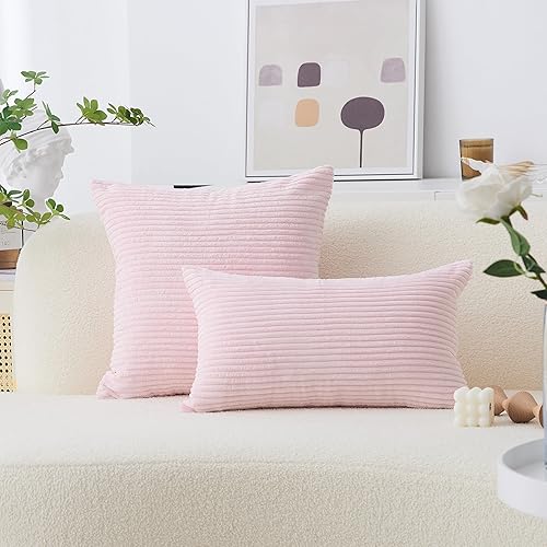 Miniatura 5 de Home Brilliant - Funda de cojín de terciopelo a rayas (paquete de 1 unidad)