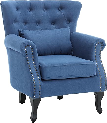 KCC Silla decorativa para sala de estar, moderna de mediados de siglo, con brazo de lectura para dormitorio, silla tapizada de club, sofá individual