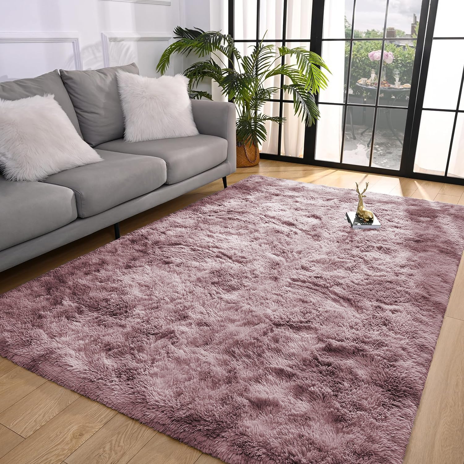BedLooms Rugs Living Room Large 200x290 cm – Tie-Dye Pink Lilac Area Rugs for Bedroom Non Slip – Modern Super Soft Plush Carpets Fluffy Shaggy Rug for Lounge – Non Shedding Kids Bedside Rug
