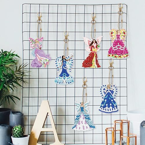 Miniatura 2 de 5pcs DIY 5D colorido búho diamante pintura llavero kits doble cara búho diamante arte llavero llavero