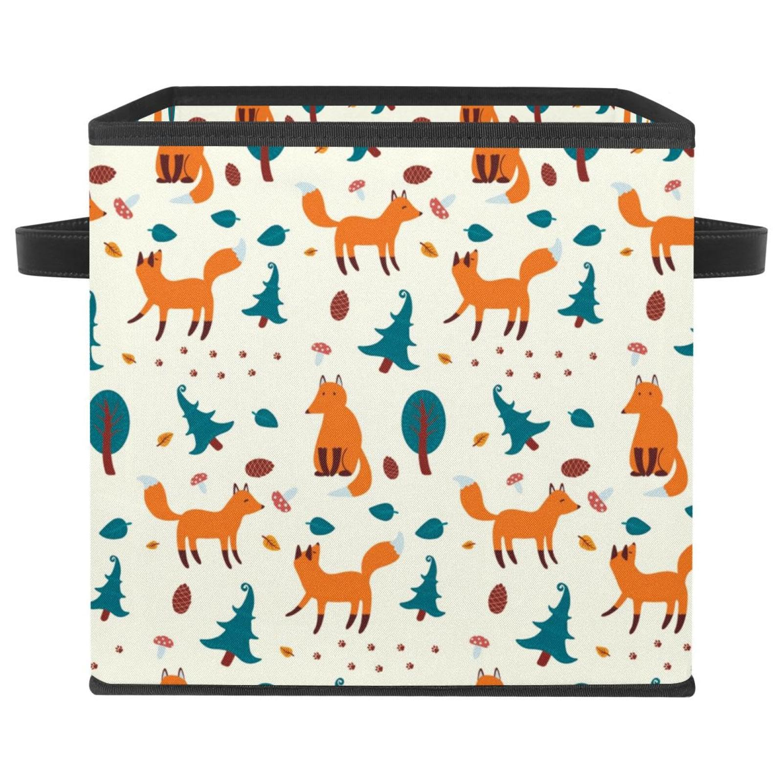 Boîte de rangement pliable gain de place en tissu au motif forêt
