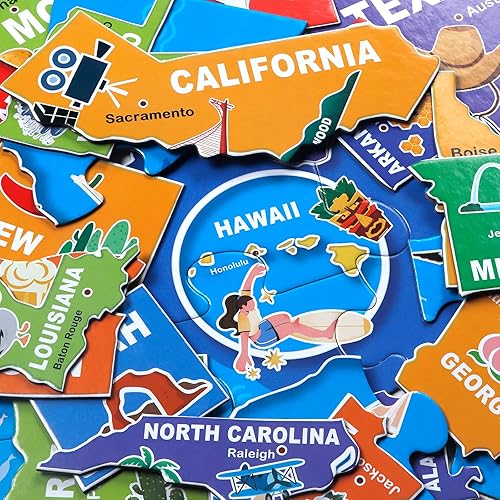Miniatura 4 de Rompecabezas de suelo jumbo para niños, rompecabezas de mapa de EE. UU., rompecabezas grandes de 48 piezas de 3 a 6 años para niños pequeños,