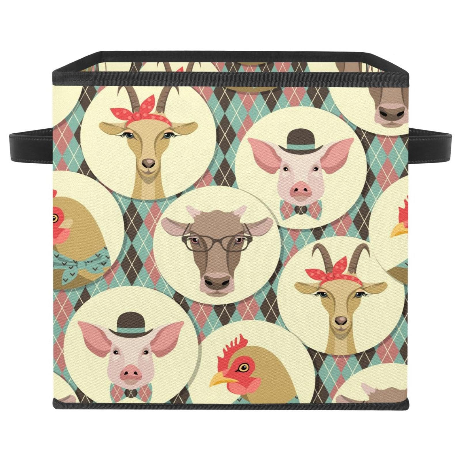 Placard et chambre ordonnés avec ce cube de rangement en tissu animaux de la ferme