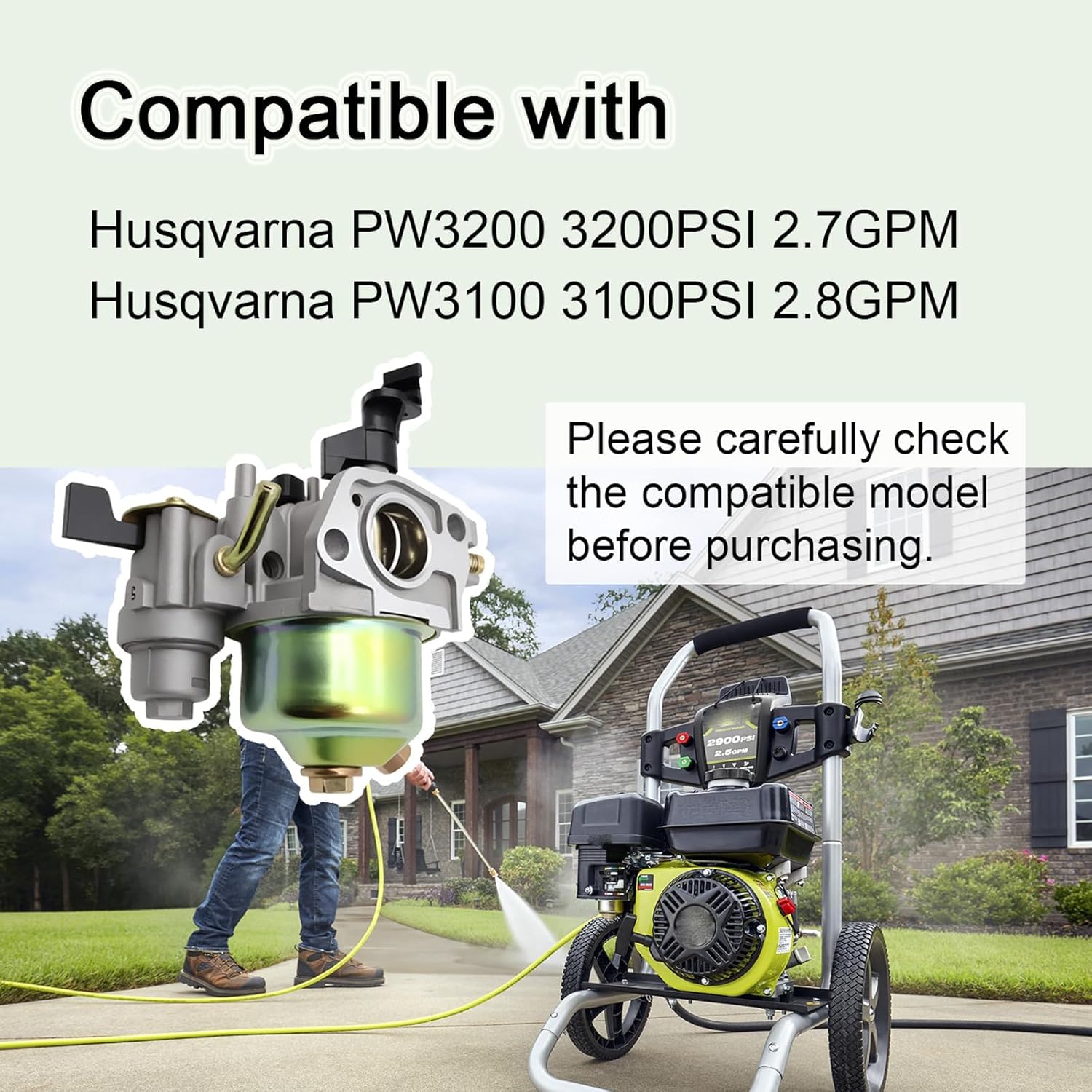atsuch Carburetor Repair Kit for Husqvarna PW3200 3200PSI 2.7GPM PW3100 3100PSI 2.8GPM, Includes Air Filter, Spark Plug, Gaskets, Compatible with Pressure Washers, Replacement