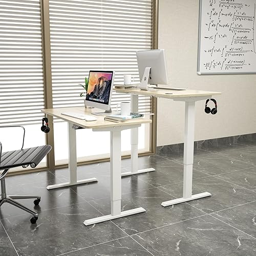 Miniatura 31 de Tangkula Escritorio eléctrico de pie con motor doble, estación de trabajo de 48 x 30 pulgadas de altura ajustable para computadora con controlador