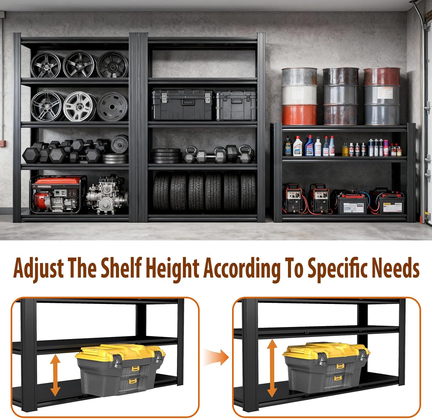 Heavy Duty Storage Shelves Unit, Adjustable Metal Garage Shelving,3500LBS Garage Storage Industrial Shelves,Storage Racks,Steel Shelf Suitable for Shop,Warehouse,Basement - Image 5