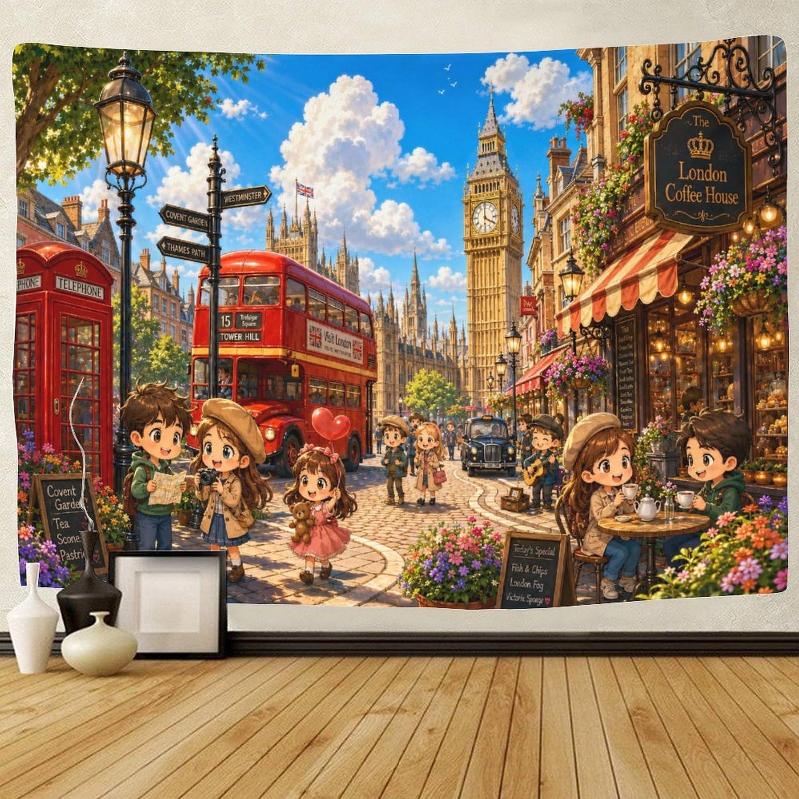 GPMNBCXZK London Big Ben City View 3D Print Wall Art Decor Tapestry for Bedroom Tapestries Home Decoration Curtain Bedroom College Dorm 130cmx150cm