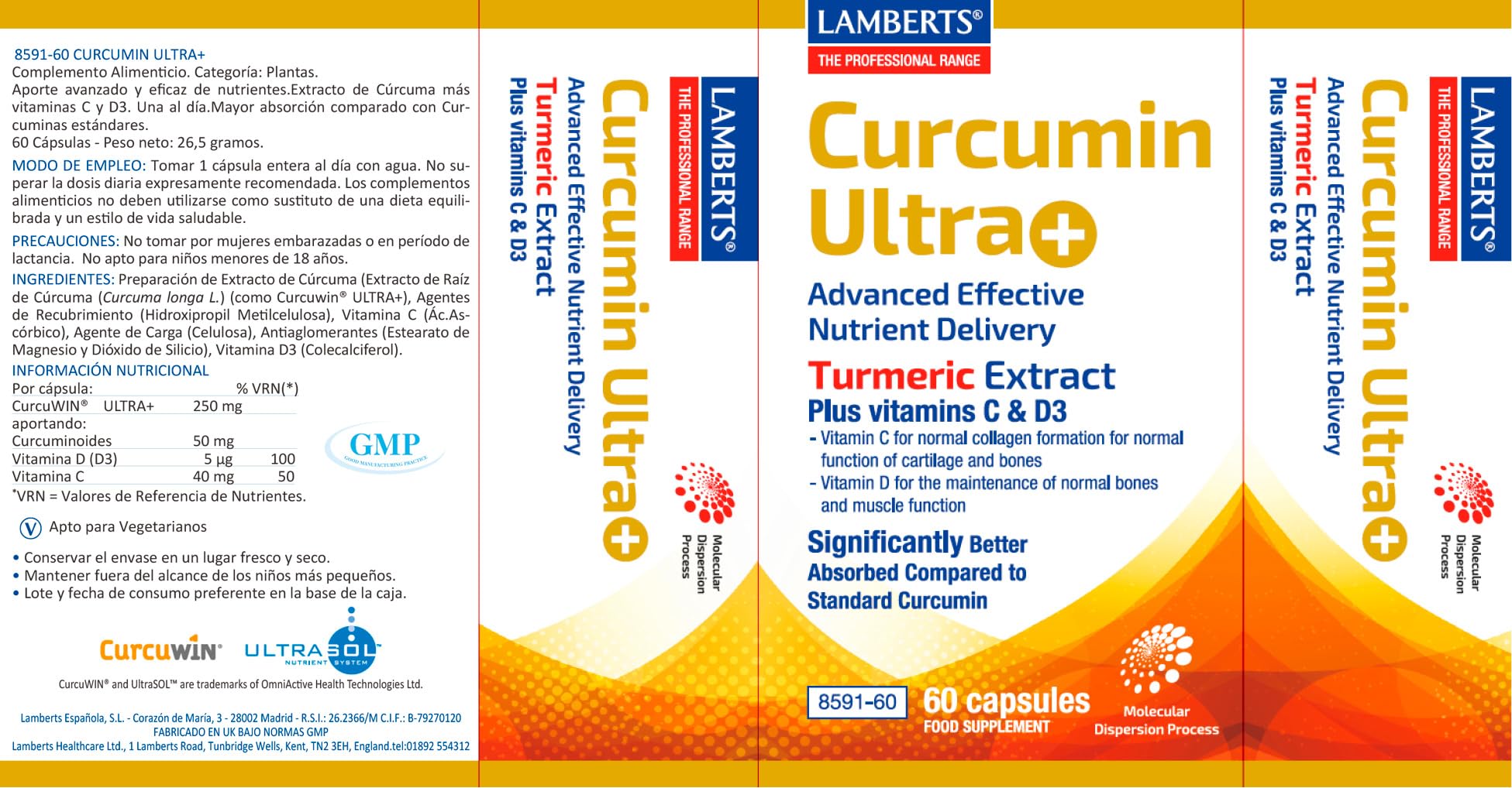 Lamberts Curcumin Ultra+ - 60 Cápsulas
