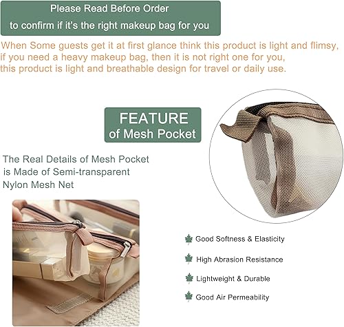 Miniatura 3 de KAKKOII Neceser de viaje, bolsa de maquillaje enrollable, bolsas de cosméticos, con cuerda elástica, organizador de maquillaje para mujer, cuidado