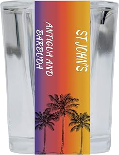 St John'S Antigua And Barbuda 2 Ounce Square Shot Glass Palm Tree Design