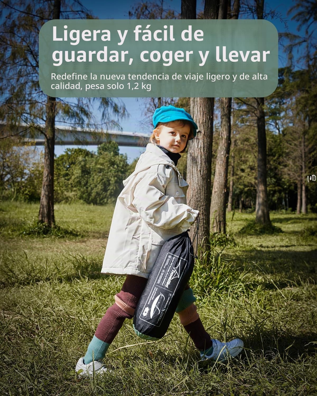 Hamaca de Camping, Tienda de Campaña con Hamaca para Acampar con Mosquitero y Sombrilla, 290x140cm, Hamacas Camping con Correas para Árboles, para Exteriores, Senderismo y Viajes