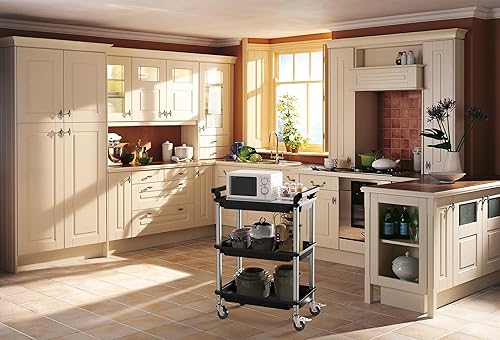 Miniatura 2 de Carrito utilitario rodante de 3 niveles con ruedas, carrito de herramientas de garaje portátil para almacén, oficina, hogar, carrito de servicio de