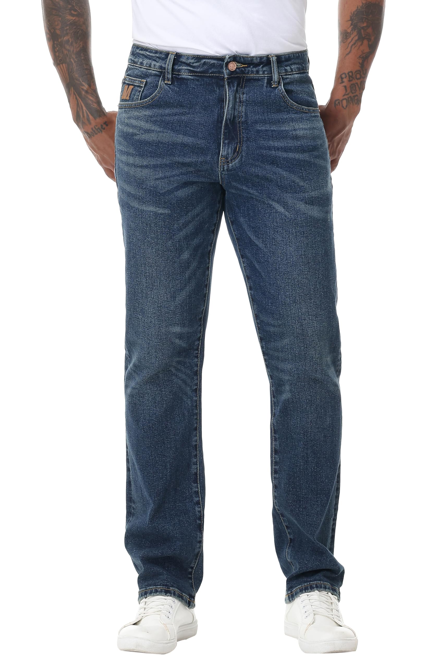 Men's Stretch Relaxed Fit Straight-Leg Cotton Fashion Comfort Flex Waist Denim Pants Jeans