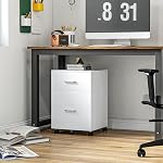 Vinsetto Vertical Filing Cabinet with Wheels, 2-Drawer Mobile File Cabinet, Office Storage Cabinet for Letter or A4 File, Study Home Office, White