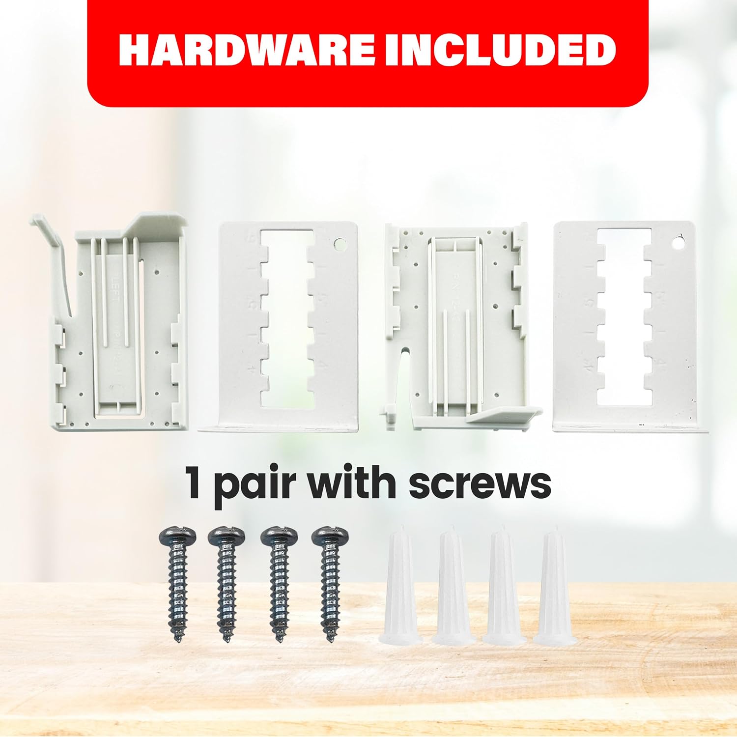 Amazing Drapery Hardware 2.5 Inch Pocket Rod Brackets - Adjustable 3.5 to 6 Inch Clearance, Universal for Wide Pocket Rods - 1 Pair with Screws and Plugs