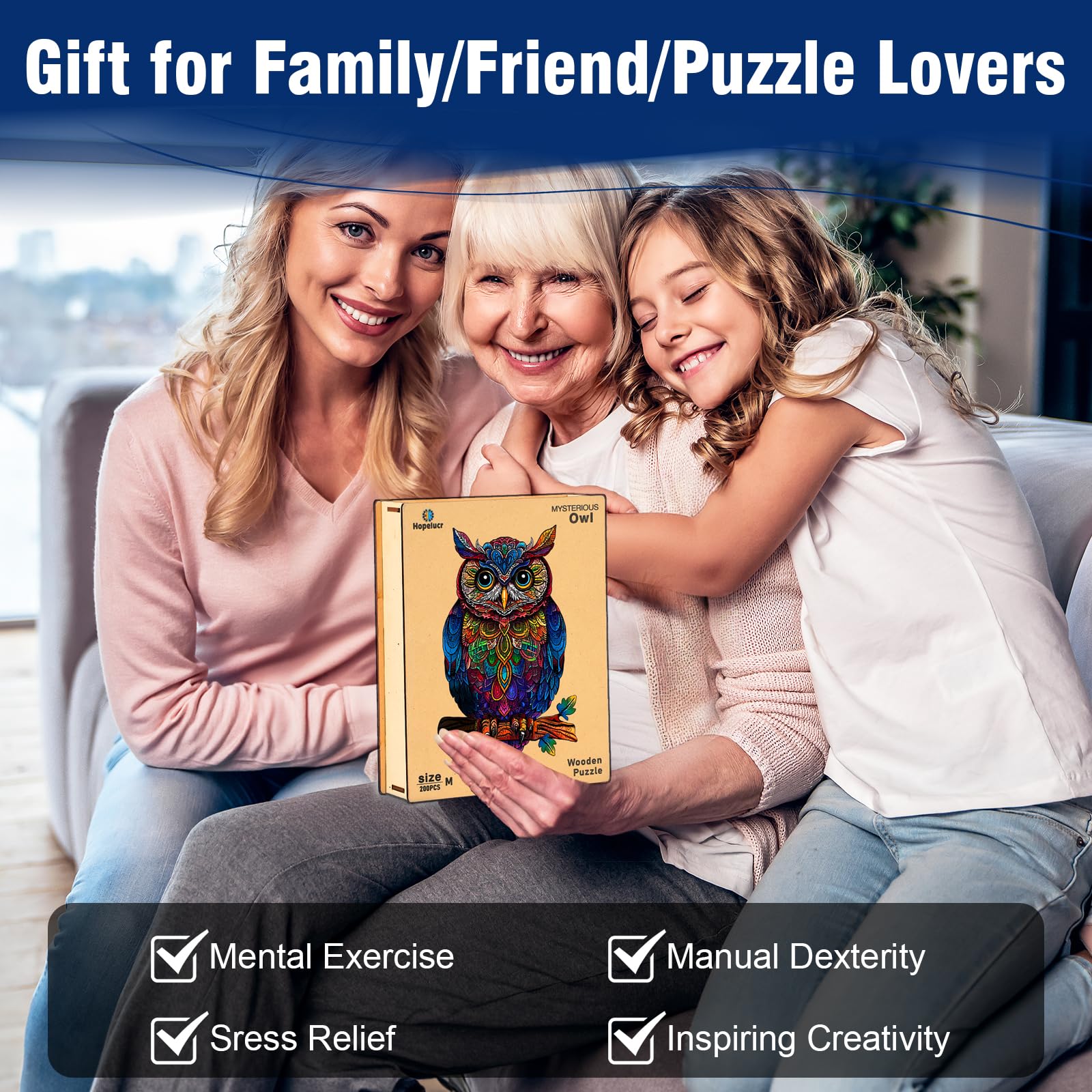 Casse-tête en bois pour adultes, puzzle animal de forme unique, casse-tête en bois de hibou pour adultes, cadeaux d'anniversaire pour adultes et enfants, 500 pièces, 46 x 32 cm