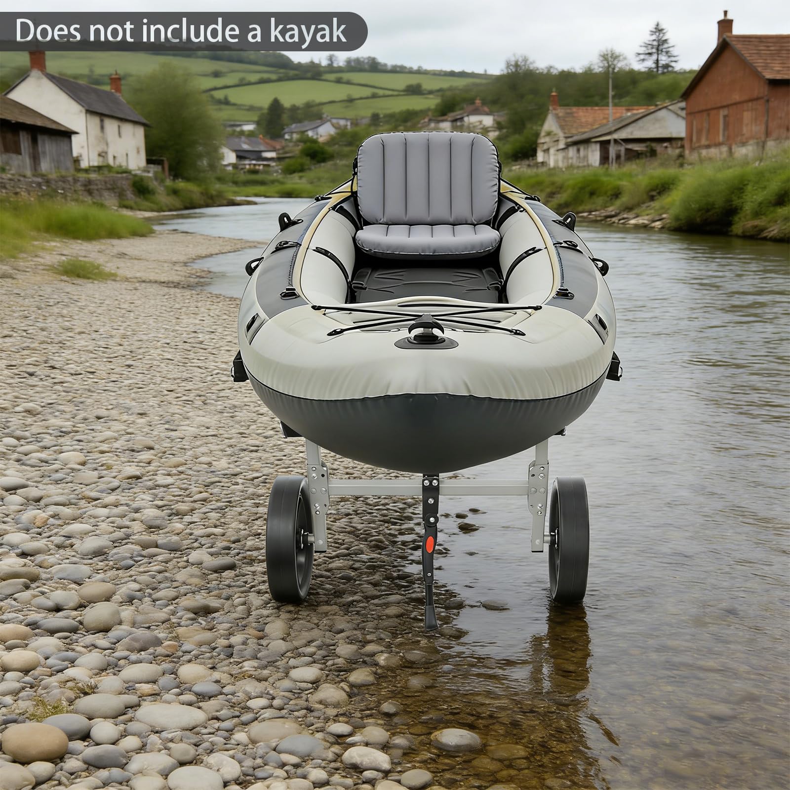 Składany wózek kajakowy ze stali nierdzewnej do transportu kajaków i łodzi | Wykonane ze stali nierdzewnej PU, nośność 50 kg, duże koła balustrady, składane i łatwe w montażu