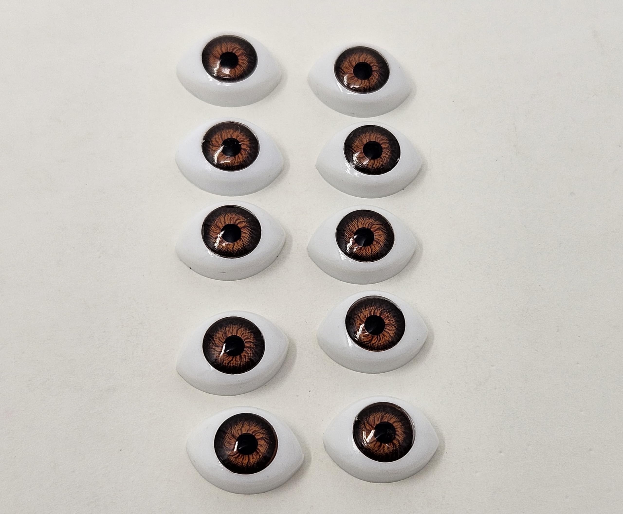 Pair of Zim's 7mm Iris Oval Realistic Plastic Human Dolly Eyes for Craft Dolls, Toys or Puppets (Pack of 5) (Brown)