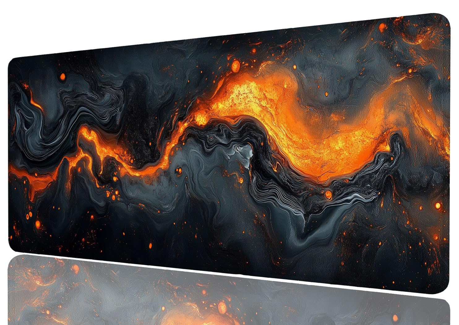 Abstract Gaming Mouse Pad Dark Gray Orange Liquid Metal Mousepad Large Gaming Mouse Pad Laptop Keyboard Mat Non-Slip Rubber Base Keyboard Desk Pad for