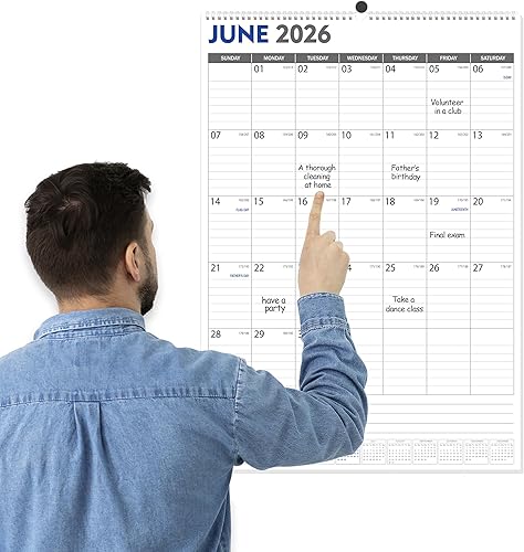 GuassLee Large Wall Calendar 2026-2027, 22"x15" Vertical Wall Calendar 2026, Jun. 2026 to Dec. 2027, 19-Month Paper Hanging Planner Wall with Julian Date for Office Home Planning & Organizing
