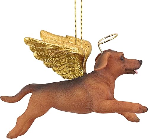Miniatura 41 de Design Toscano Pitbull Dog Angel - Adorno navideño para árbol de Navidad, 4 pulgadas, resina de piedra fundida, acabado marrón y dorado Marrón