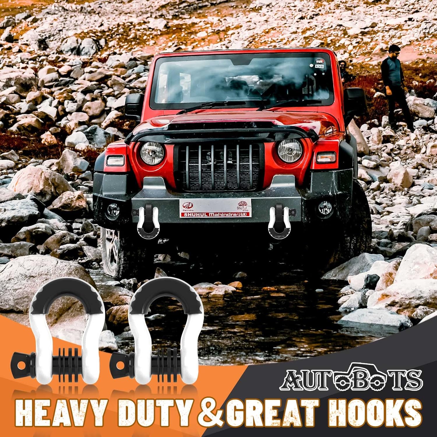 AUTOBOTS 3/4" D Ring Shackles (2 Pack), D Rings Heavy Duty 48,000Ib Break Strength with 7/8" Pin, Tow Hooks for Offroad Vehicle Truck Recovery White - Image 7