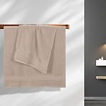 Belizzi Home Cotton 2 Pack Oversized Bath Towel Set 28x55 inches, Large Bath Towels, Ultra Absorbant Compact Quickdry & Lightweight Towel, Ideal for Gym Travel Camp Pool - Tan