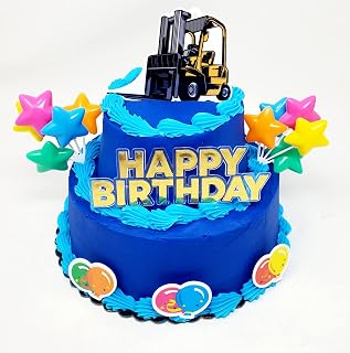 Forklift Operator Construction Heavy Machinery 7 Piece Birthday Cake Topper Set